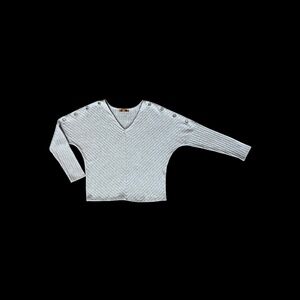 Bellini Women's V-Neck Long Sleeve Chevron Ribbed Dolman Sweater w/Detail_Size M